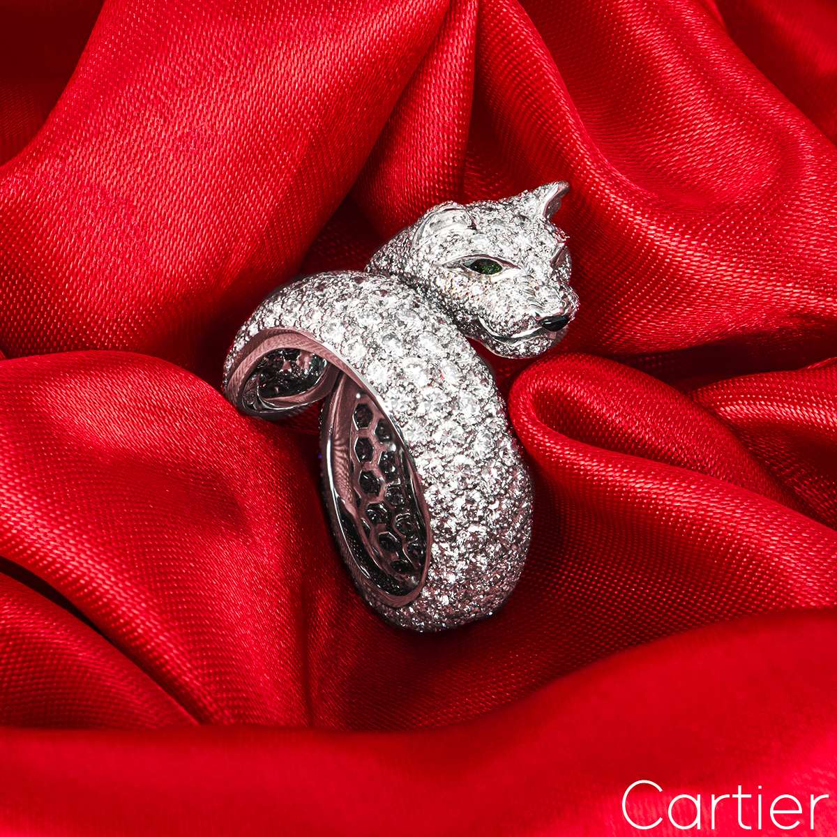 Cartier White Gold Panthere Lakarda Diamond Ring 7.04ct 11445407